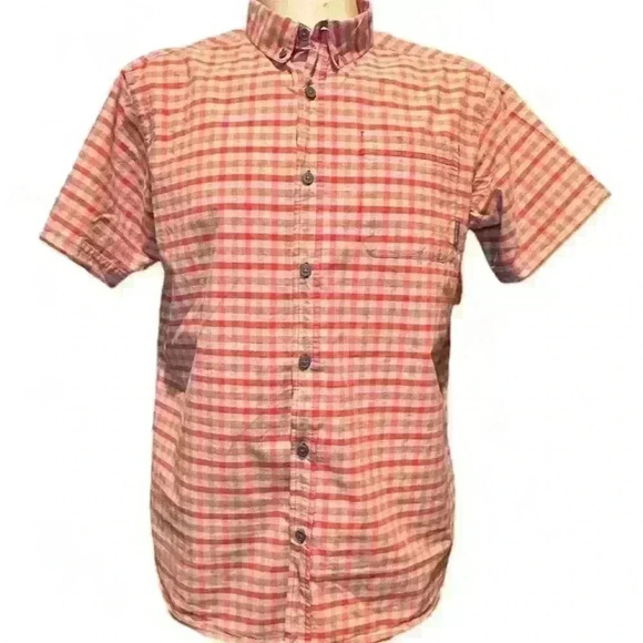 Columbia Men's Rapid Rivers II Plaid Button-Up Shirt Red/Cream Size L - Picture 1 of 4